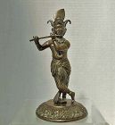 Antique Indian Bronze figure Of  Hindu God Krishna Venugopala