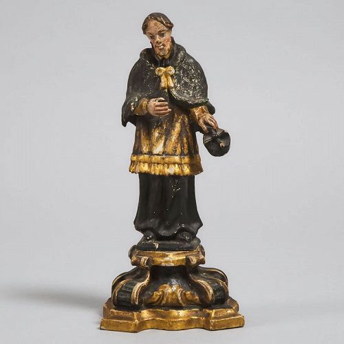 Antique 18th Century Baroque Wood Figure Saint John Nepomuk