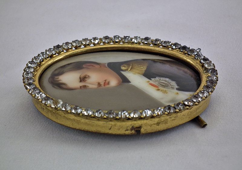 Antique French Napoleonic Miniature Portrait Emperor