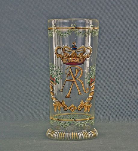 Antique Glass with AR King Augustus II The Strong King Of Poland