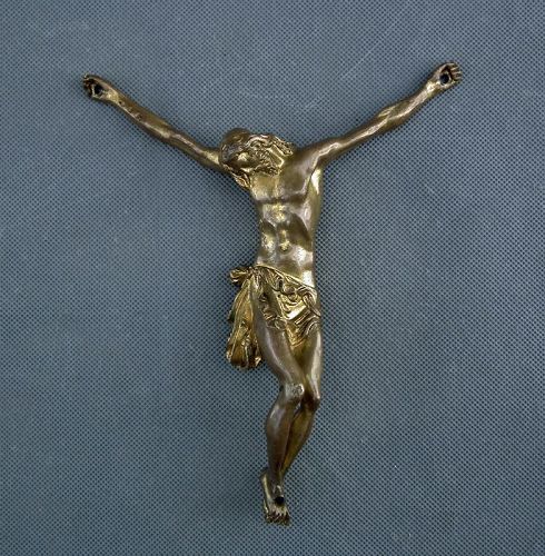Antique 16th Century Renaissance Gilt Bronze Corpus Christi Cristo