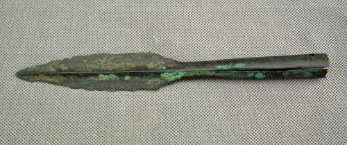 Ancient Bronze Age circa 1500 B.C. Greek Mycenaean Bronze Spear