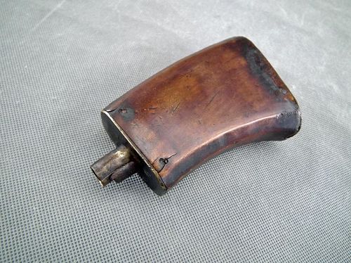 Antique 16-17th Century European Gun Powder Horn Flask For Gun Pistol