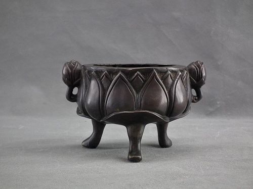 Antique Chinese Bronze Incense Burner Censer Qing Dynasty