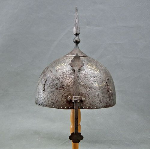 Antique 17h-18th century Indo-Persian Islamic Kulah-Khud Mughal Helmet