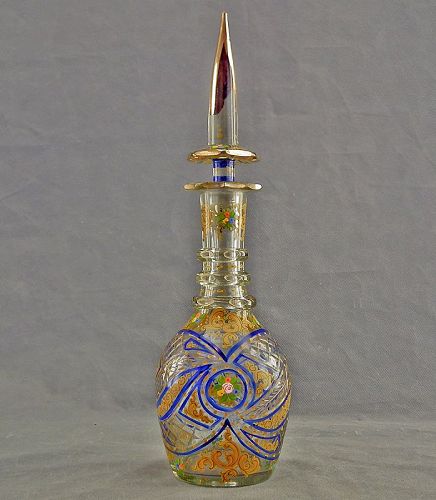 Antique Bohemian Cut Glass Decanter For Islamic Middle Eastern Ottoman