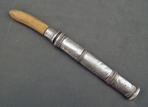 Antique Southeast Asian Burmese Dagger Knife Dha Dah In Silver