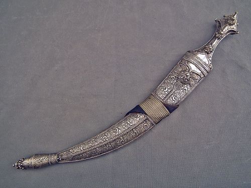 Antique Silver Mounted Islamic Arabian Wahabite Dagger Jambiya Dharia