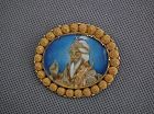 SAntique Indian Sikh Miniature Portrait Ranjit Singh Gold Brooch India
