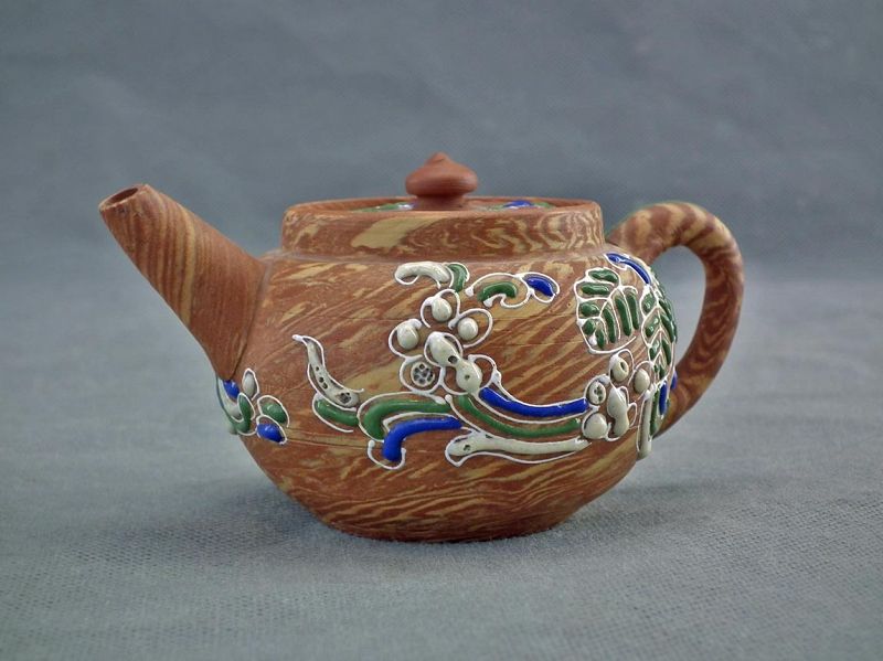 Antique Japanese Maji Miniature Tokoname Kyusu Hana Ceramic Teapot