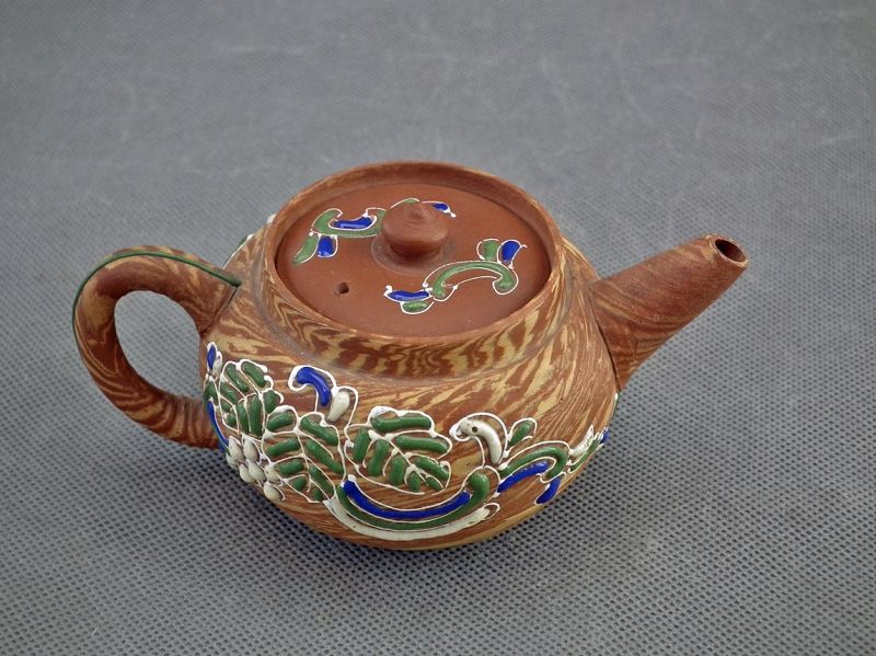 Antique Japanese Maji Miniature Tokoname Kyusu Hana Ceramic Teapot