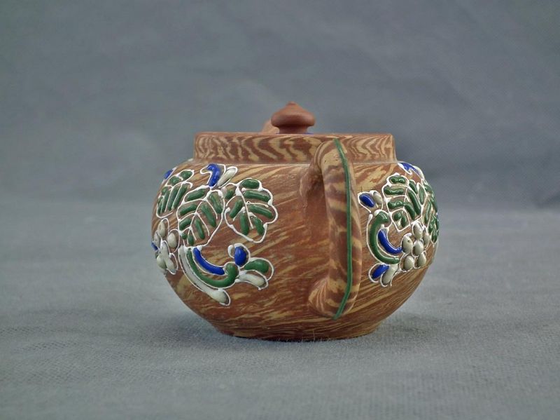 Antique Japanese Maji Miniature Tokoname Kyusu Hana Ceramic Teapot