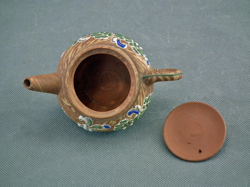 Antique Japanese Maji Miniature Tokoname Kyusu Hana Ceramic Teapot