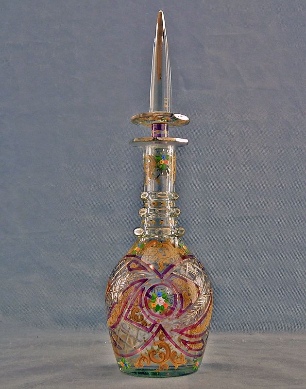 Antique Bohemian Cut Glass Decanter For Middle Eastern Market