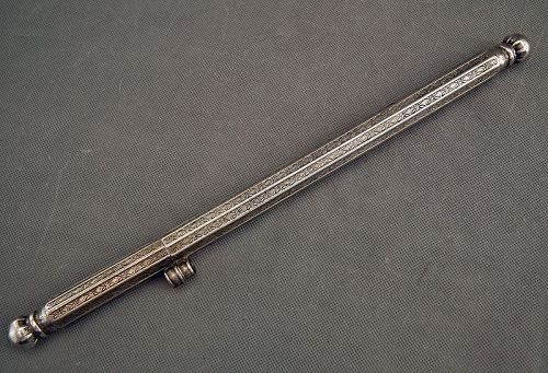 Antique Tibeto Chinese Tibetan Silver Pen Case Tibet 17th Century