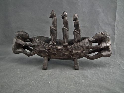 Tribal Pacific Islands Large Wooden Soul Boat Carving