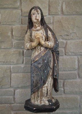 Large Antique 18th C Spanish Colonial Virgin Mary Sculpture Santos