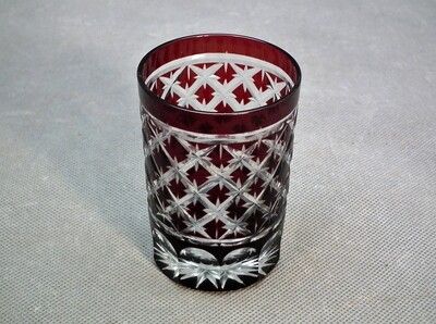Antique 19th Century Bohemian Ruby Glass Crystal Whiskey Tumbler