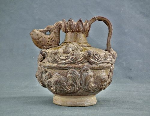 Antique Chinese Six Dynasties Xiangzhou Moulded Carved  Ceramic Vessel