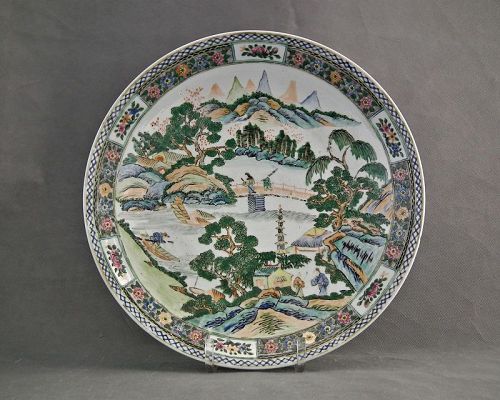 Antique Chinese Qing Dynasty Kangxi Famille Verte Porcelain Charger