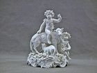 Antique Capodimonte Cozzi Figural Group Putti w Sheep White Porcelaine