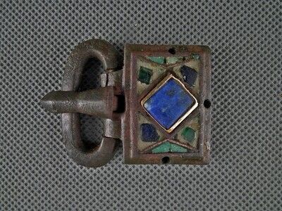 Ancient Visigothic Gold Inlay Jeweled Bronze Buckle 6th Century AD