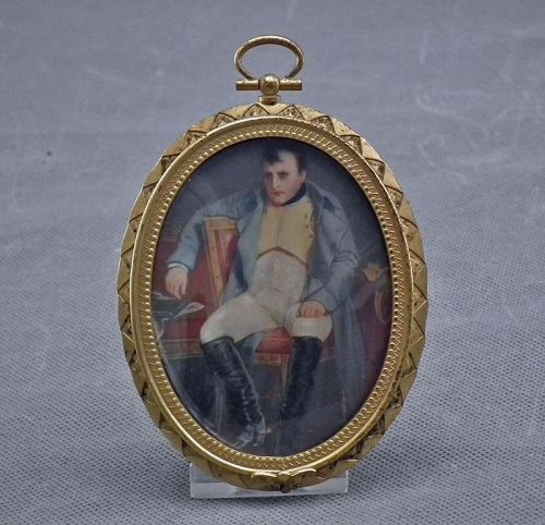 Antique Miniature Portrait Napoleon At The Fontainebleau 1814
