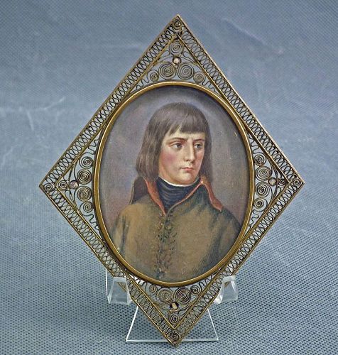 Antique Napoleonic Miniature Portrait Napoleon Bonaparte First Consul