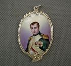 Antique Napoleonic Enamel Miniature Portrait Napoleon In Silver