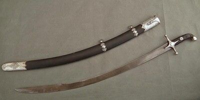 Antique 17th century Turkish Ottoman Silver Mounted Sword Karabela