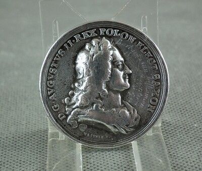 Antique 1733 Silver Medal King of Poland Augustus II the Strong