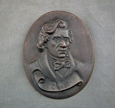 Antique 19th C Bronze Plaque of the Polish Composer Frederic Chopin