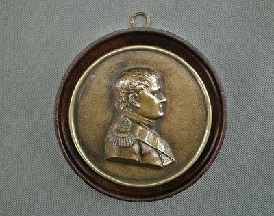 Antique 19th Century Bronze Medal Plaque Emperor Napoleon Bonaparte