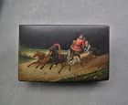 Antique Imperial Russian Lacquer Papier Macher Tobacco Box Troika