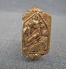 Antique Medieval 15th Century Gilt Bronze Papal Ring With Nativity