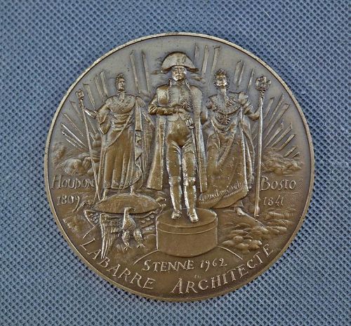 Large French Bronze Medal Tribute Of The Army Napoleon Column Bovlogne