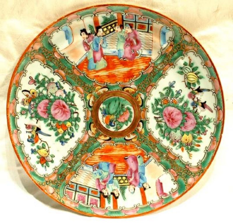 Chinese Rose Mandarin Plate Ching Qing Dynasty 19th c
