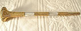 Antique Umbrella Gold Mother of Pearl Handle, 19th cent
