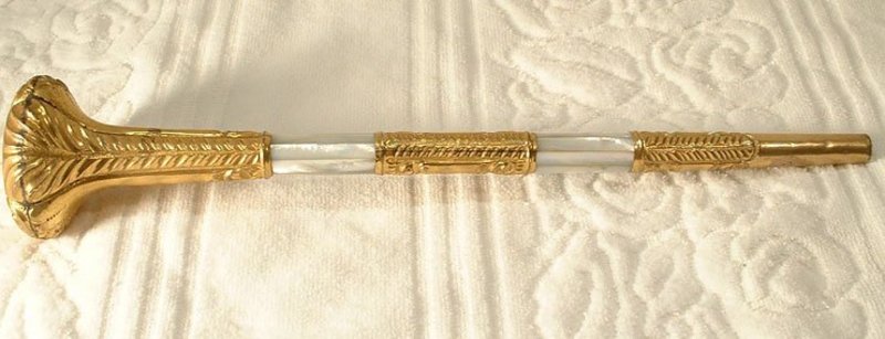 Antique Umbrella Gold Mother of Pearl Handle, 19th cent