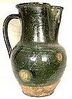 Antique 17th century Tudor Green Ware Wine Jug Or Beer Pitcher