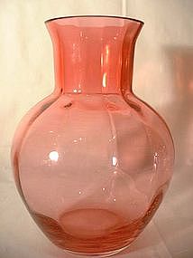 ANTIQUE VICTORIAN ENGLISH CRANBERRY GLASS VASE, 19TH CE