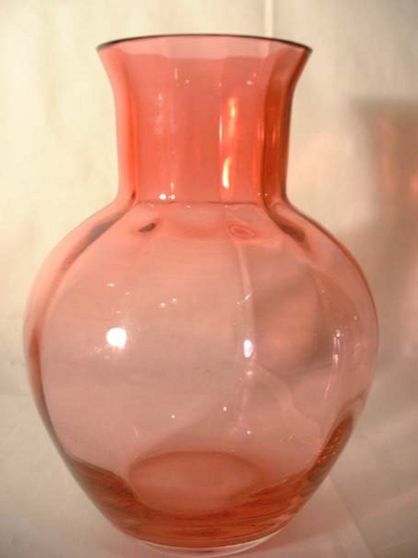 ANTIQUE VICTORIAN ENGLISH CRANBERRY GLASS VASE, 19TH CE