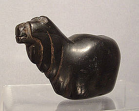 Pre-Columbian Inca Black Stone Alpaca Conopa Vessel