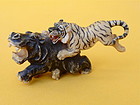 Japanese Ivory Okimono carving tiger & hippopotamus