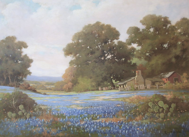 Robert Wood Texas Blue bonnets impressionist oil