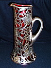Sterling Overlay red glass motor boat club race trophy