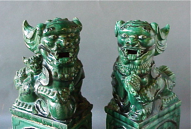 Antique Chinese Ceramic Foo Dogs Qing Dynasty large
