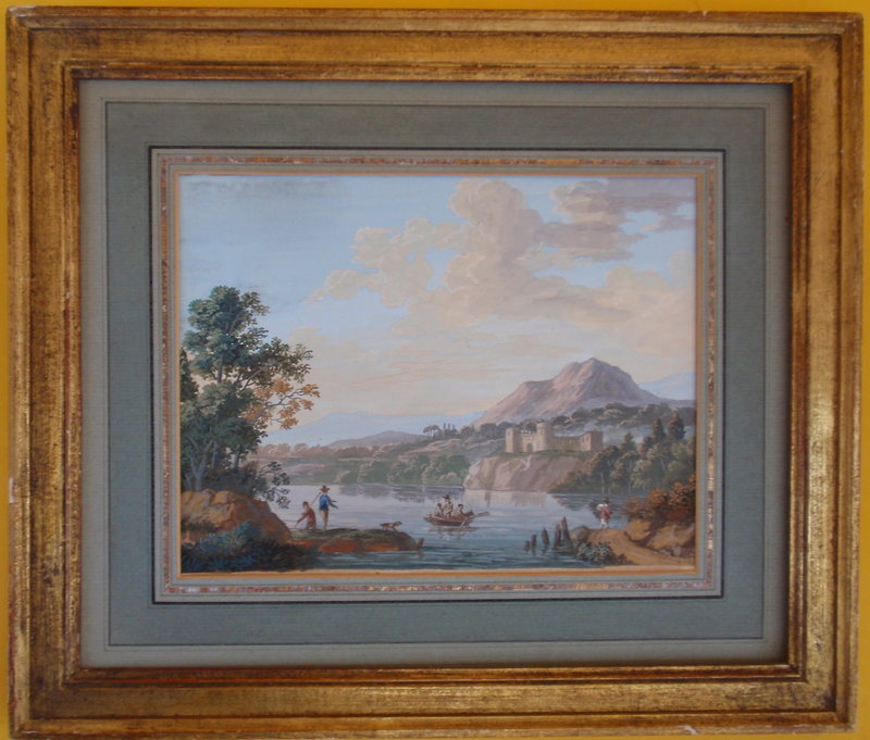Italian Neapolitan Gouache landscape 19th century