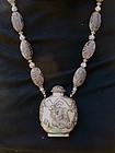 Chinese Silver Cloisonne Enamel Snuff bottle necklace