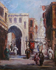 Orientalist street scene Leonid Gechtoff Russian art